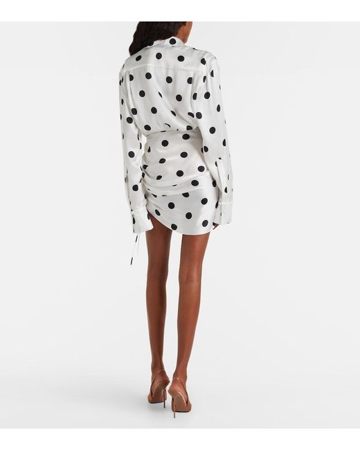David Koma White Polka-Dot Silk Satin Minidress