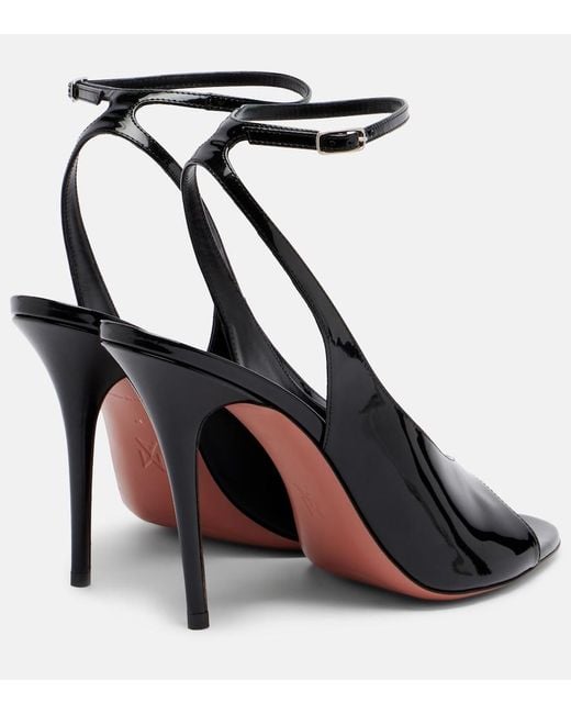 AMINA MUADDI Black Anok Patent Leather Slingback Sandals