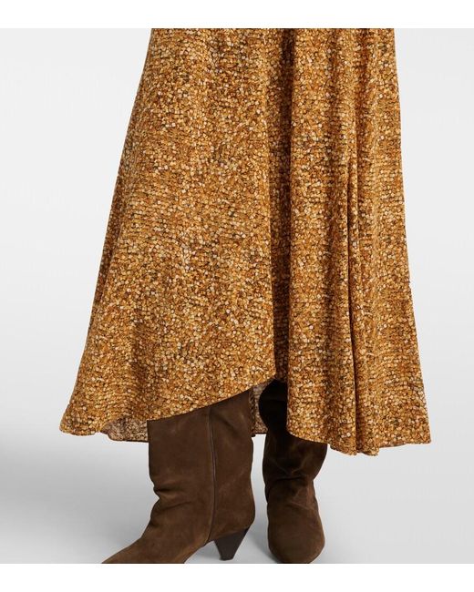 Isabel Marant Metallic Syana Printed Silk-Blend Maxi Skirt