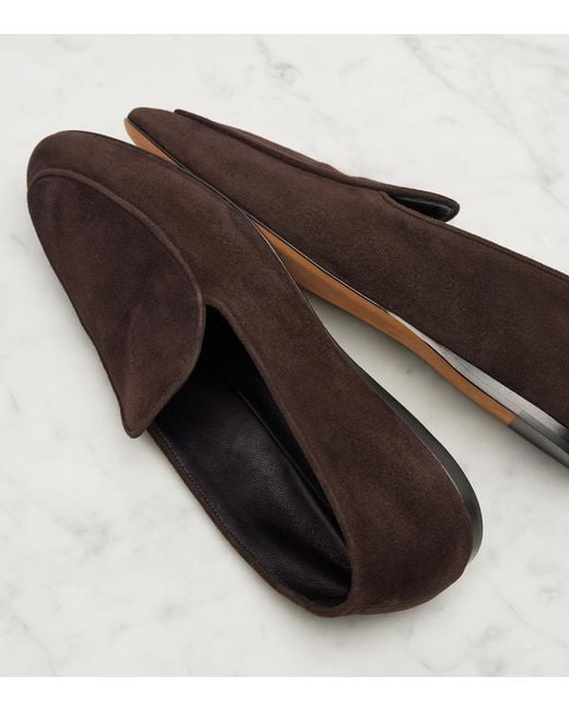 The Row Brown Awar Suede Loafers