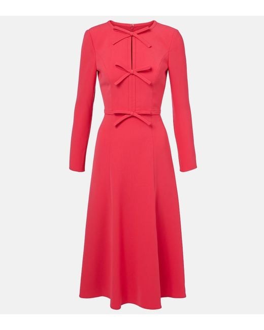 Carolina Herrera Red Bow-Detail Crepe Midi Dress