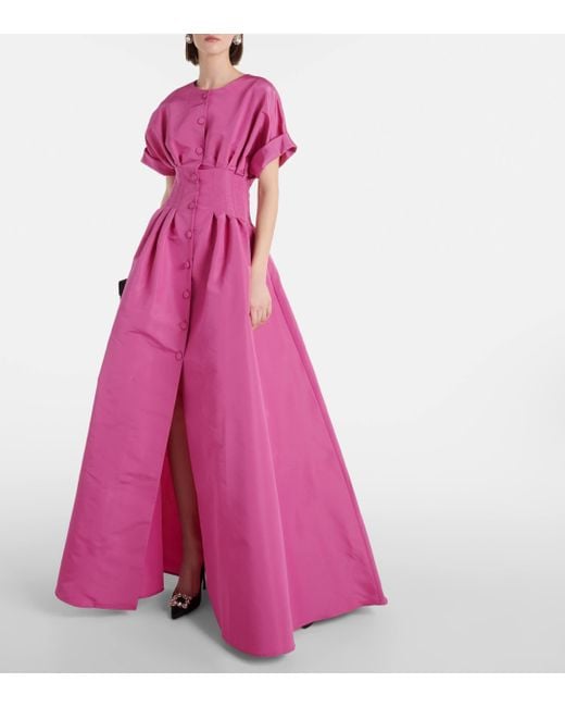 Robe longue en soie Carolina Herrera en coloris Pink