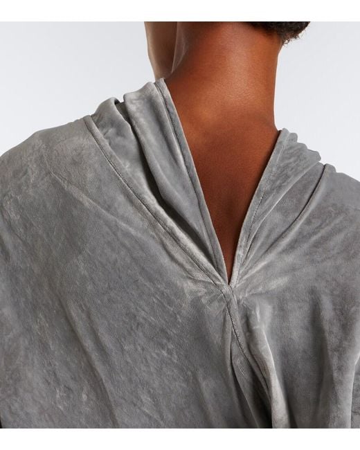 Rick Owens Gray Seb Draped Velvet Midi Dress