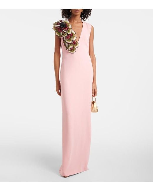 Costarellos Pink Crepe Gown