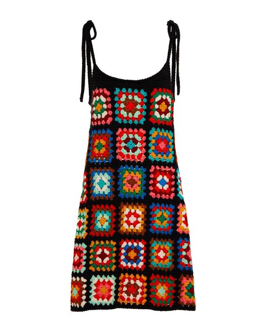Alanui Cotton Positive Vibes Crochet Minidress in Black | Lyst