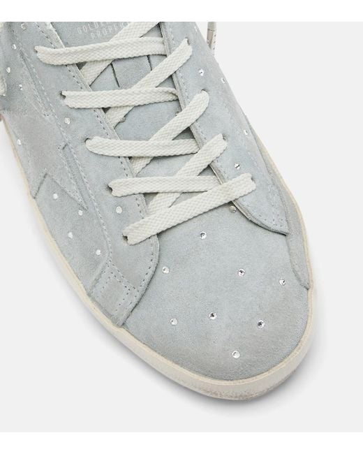 Golden Goose Deluxe Brand White Super-Star Embellished Suede Sneakers