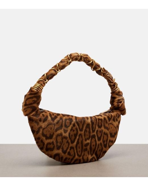 Saint Laurent Brown Amalia Mini Calf Hair Top-Handle Bag