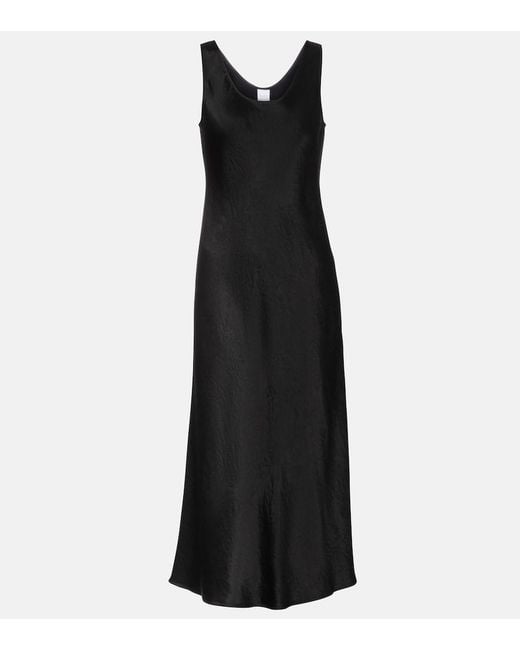 Max Mara Black Talete Satin Midi Dress