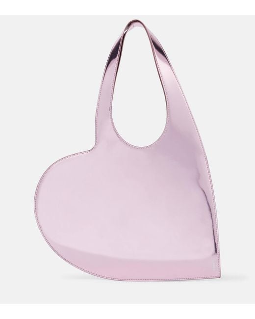 Coperni Pink Heart Mini Metallic Tote Bag