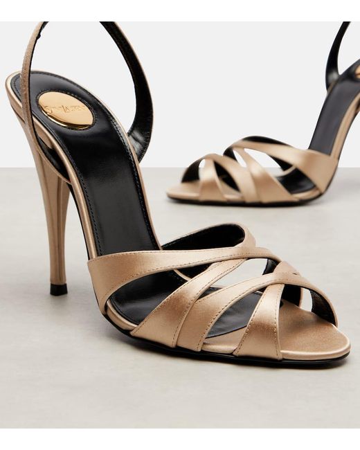 Saint Laurent Metallic Chandelle 110 Satin Sandals