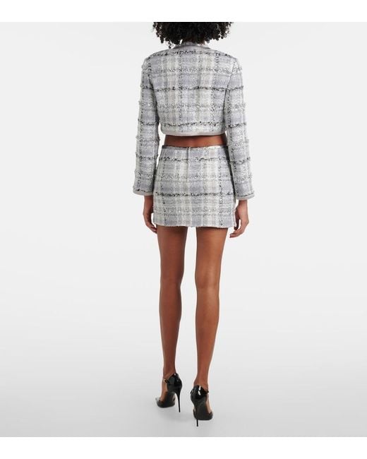 Dolce & Gabbana Metallic Checked Low-Rise Lame Tweed Miniskirt