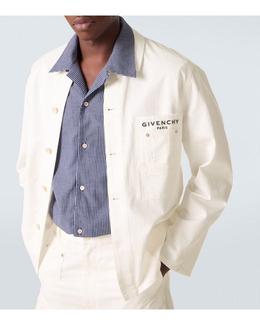 Givenchy White Logo Cotton Canvas Jacket for men