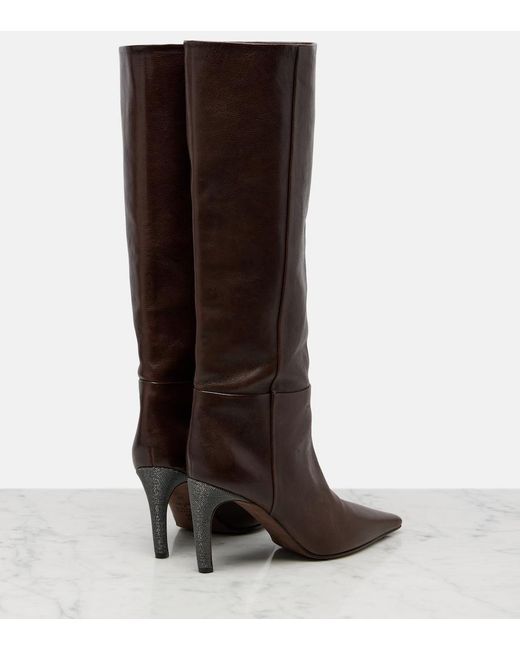 Brunello Cucinelli Brown Monili Leather Knee-High Boots