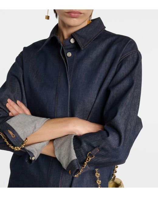Mini-robe-chemise Oversize En Jean À Chaînes Loewe en coloris Blue