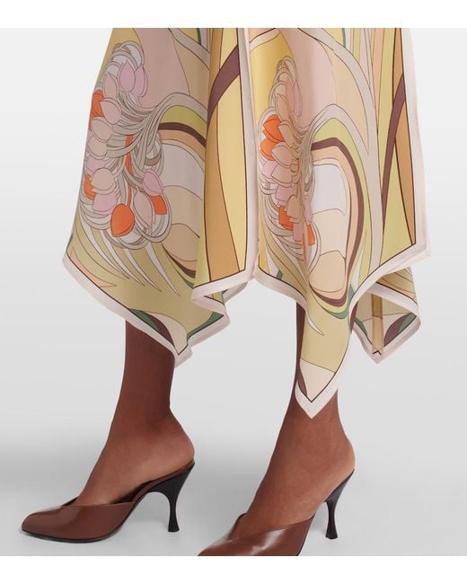 LaDoubleJ Natural Cherie Floral Silk Midi Dress