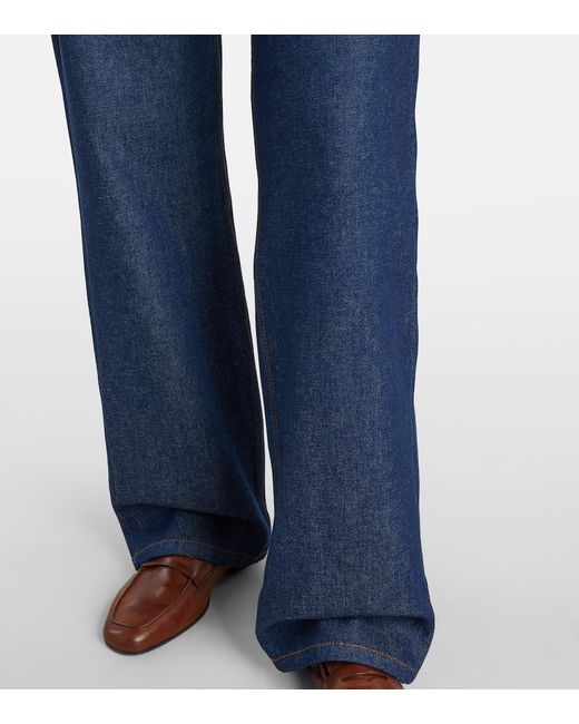 AMI Blue Mid-Rise Straight Jeans