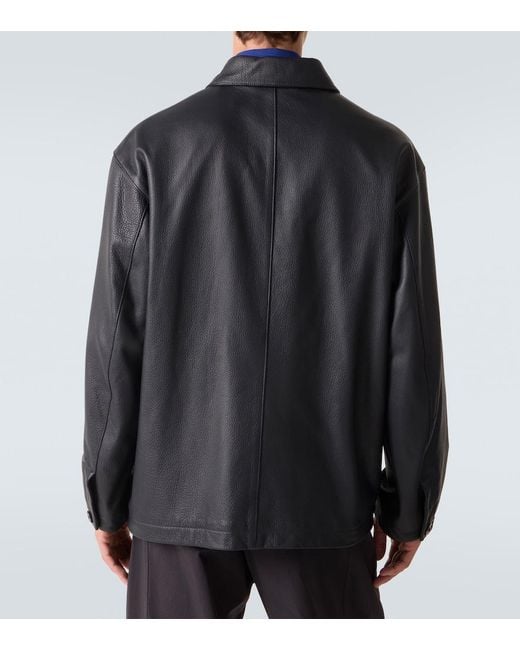 Lemaire Black Leather Jacket for men