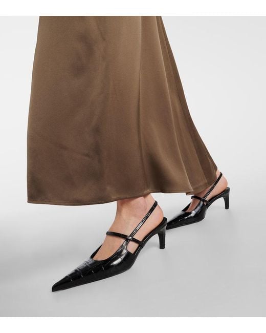 TOTEME Sharp Croc-Effect Leather Slingback Pumps in Black | Lyst