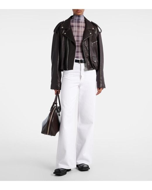 Agolde White Dame High-Rise Wide-Leg Jeans