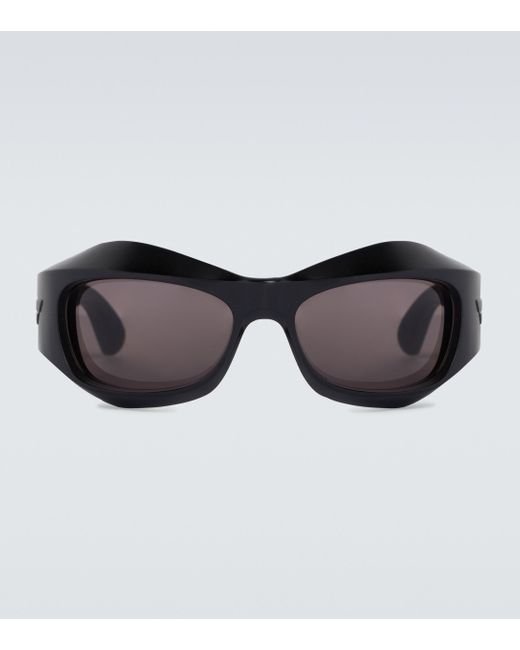 Bottega Veneta Black Wrap-around Acetate Sunglasses for men