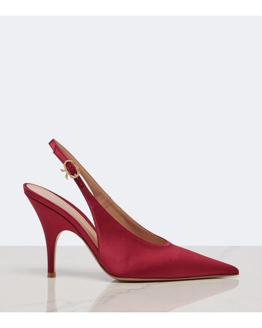 Gianvito Rossi Red Sofia Satin Slingback Pumps