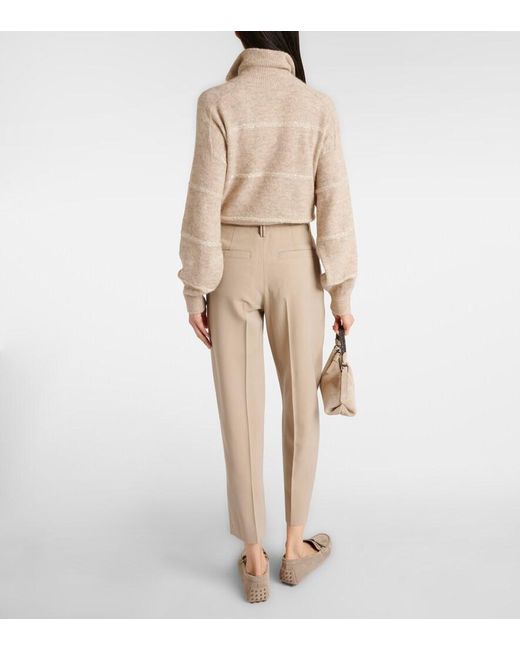 Brunello Cucinelli Natural Wool-Blend Straight Pants