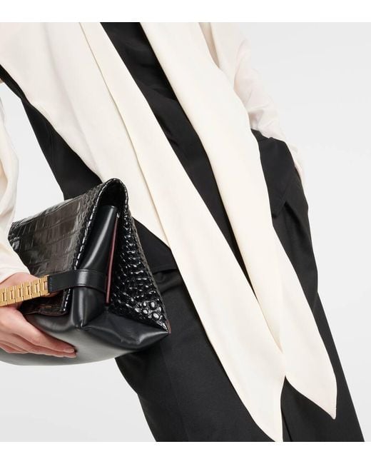 Victoria Beckham White Bow-Detail Silk Crepe De Chine Blouse