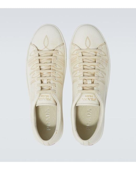 Prada Sneakers Aus Leder in White für Herren