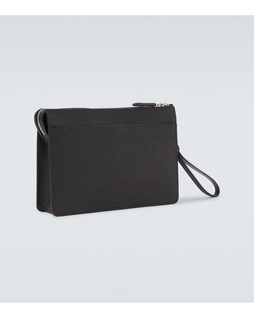 Prada Black Saffiano Leather Pouch for men