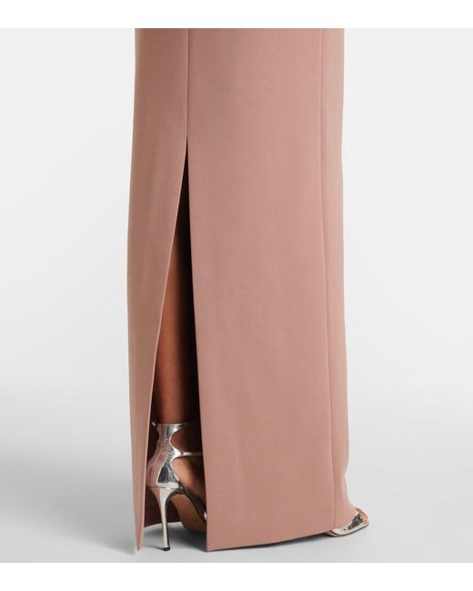 Solace London Pink Floris Satin-Trimmed Off-Shoulder Gown