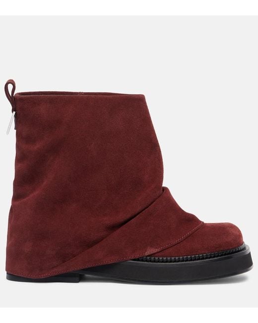 The Attico Mini Robin Suede Combat Boots in Red | Lyst