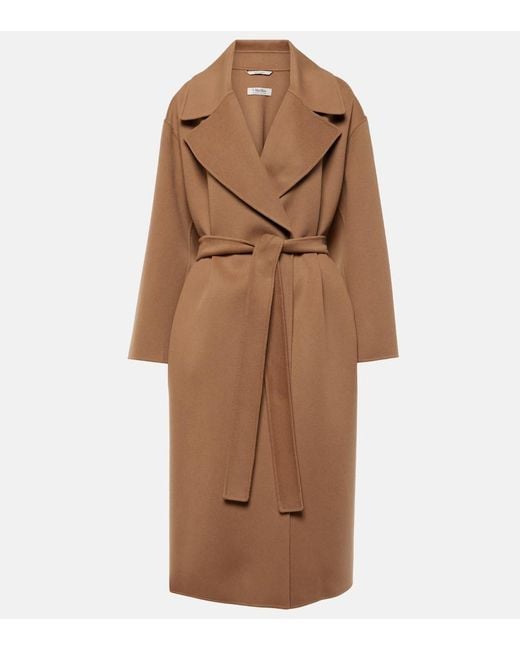 Max Mara Olanda Belted Wool Coat in Brown | Lyst
