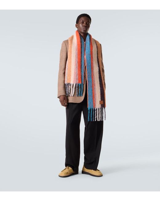Loewe Multicolor Fringed Striped Alpaca-Blend Scarf for men