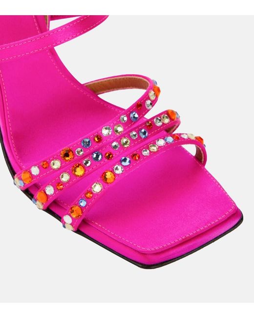 Marni Pink Embellished Satin Sandals