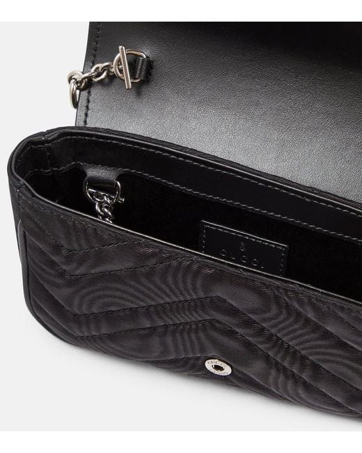 Gucci Black GG Marmont Mini Moire Belt Bag