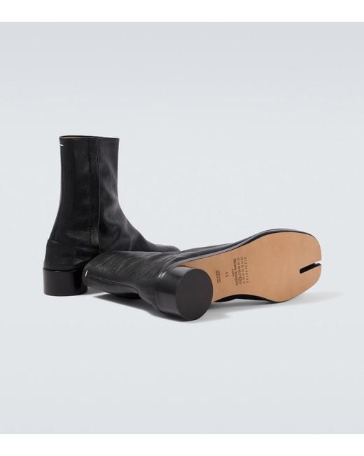 Maison Margiela Black Tabi Leather Ankle Boots for men
