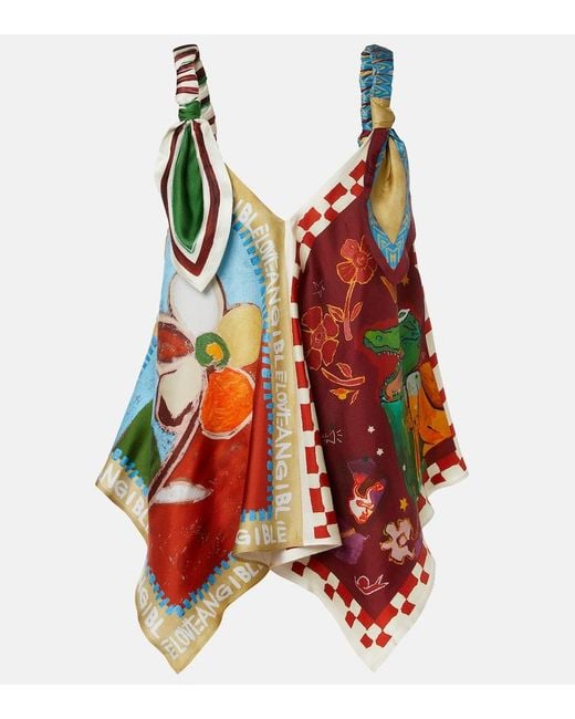 ALÉMAIS Red X Mlak Printed Silk Twill Top