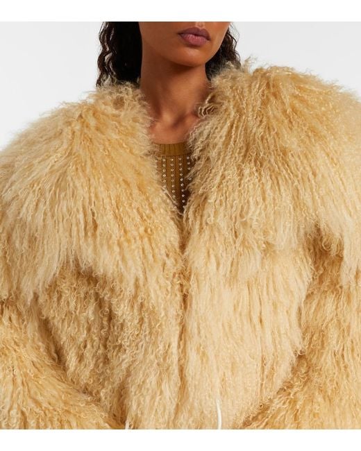 The Attico Natural Cropped Shearling Jacket