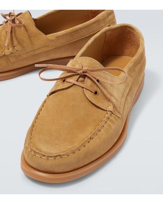 Saman Amel White City Moc Suede Boat Shoes for men