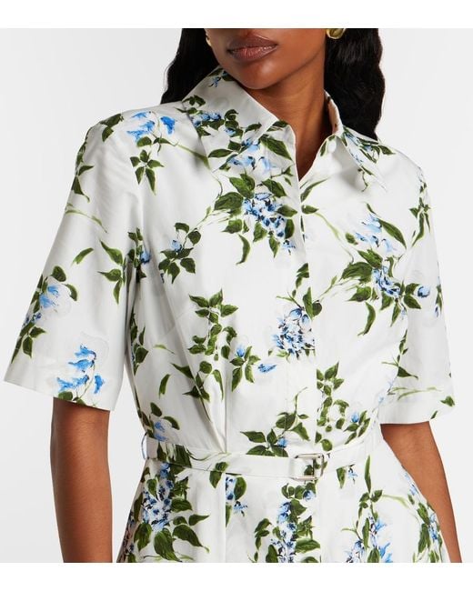 Emilia Wickstead White Rubie Floral Cotton Poplin Shirt Dress