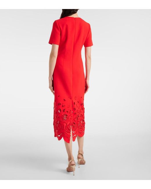Oscar de la Renta Red Floral Cutout Cocktail Dress
