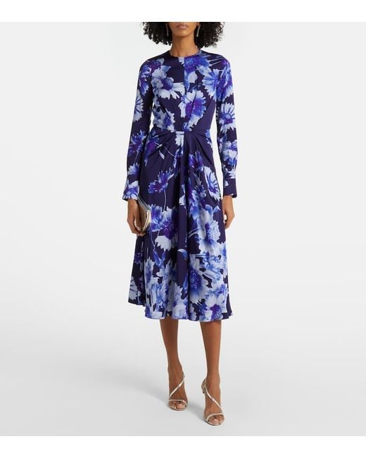 Robe Midi A Fleurs Erdem en coloris Blue