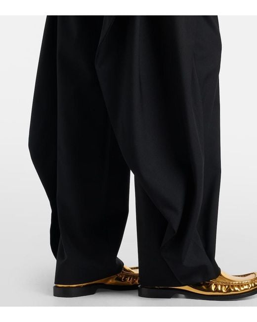 Loewe Blue Draped Wool Wide-Leg Pants