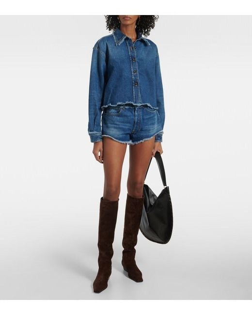 Alanui Blue Fringed Denim Shorts