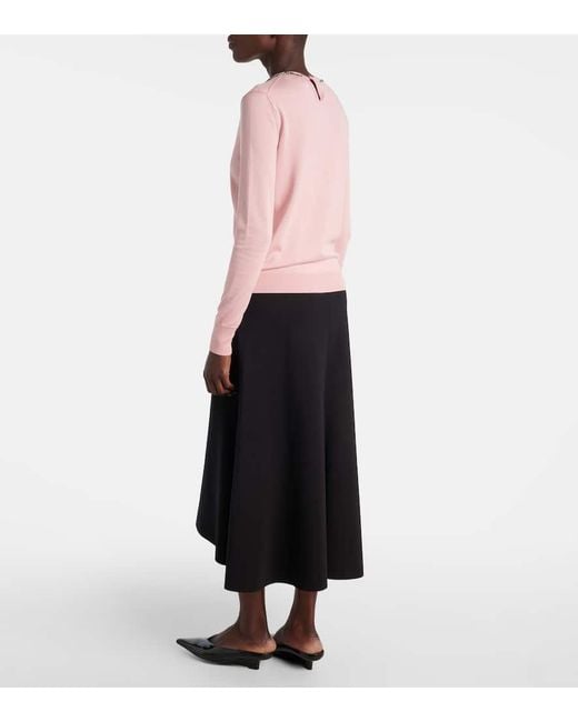 Carolina Herrera Pink Embellished Silk And Cotton Sweater