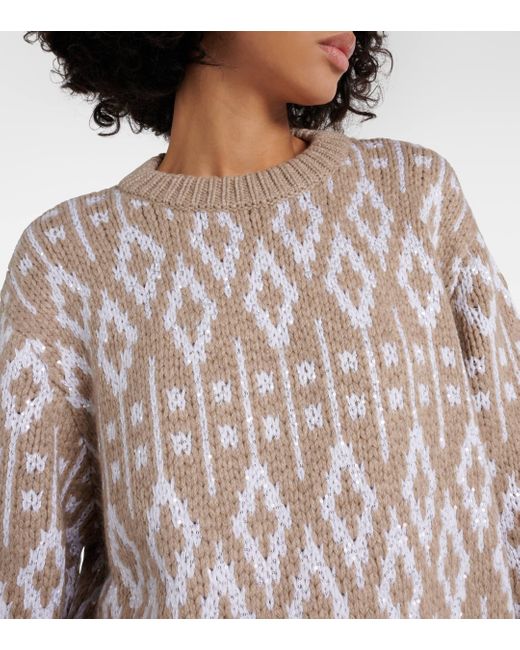 Brunello Cucinelli Natural Jacquard Cashmere Sweater