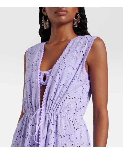 Melissa Odabash Purple Tessa Cotton Lace Beach Cover-Up
