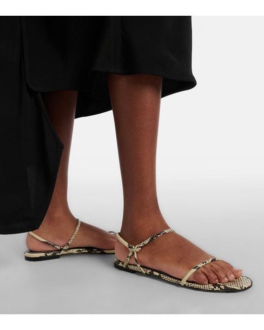 Staud White Laurel Snake-Effect Leather Sandals
