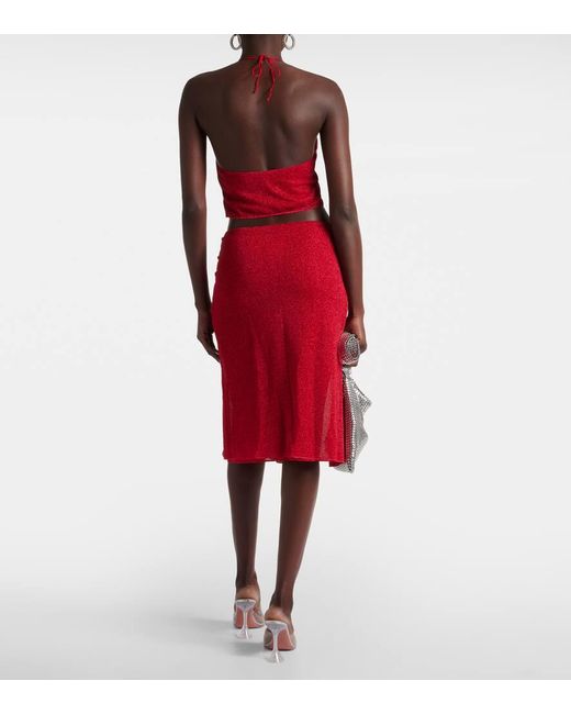 Oseree Red Cropped-Top Lumiere Rose
