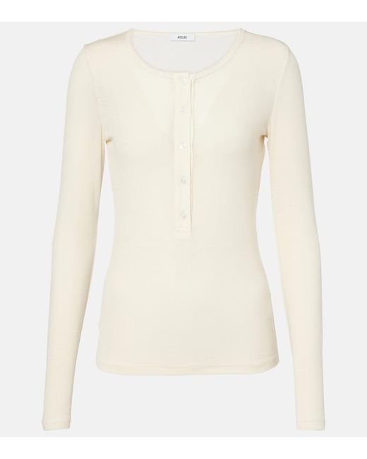 Agolde White Faustine Henley Shirt